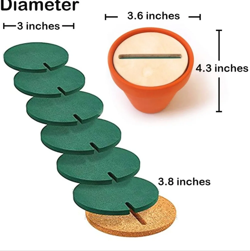 Cactus Coaster Set of 6 Pieces with Flowerpot Holder for Drinks Novelty‎ Gift